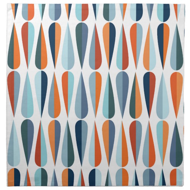 Retro mid-century, drop shapes pattern. cloth napkin (Front)