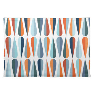 Retro mid-century, drop shapes pattern. cloth placemat