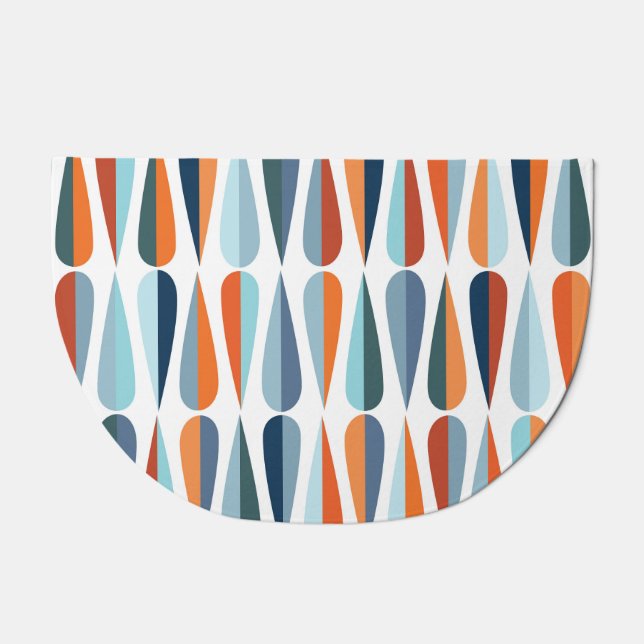 Retro mid-century, drop shapes pattern. doormat (Front)