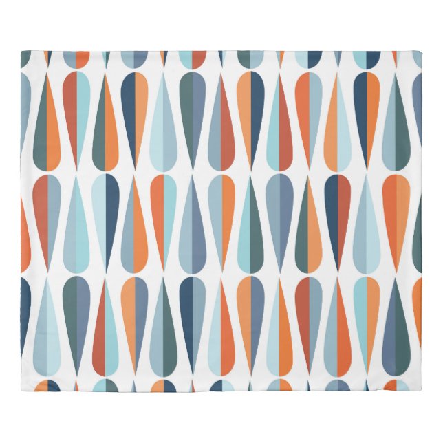 Retro mid-century, drop shapes pattern. duvet cover (Front)