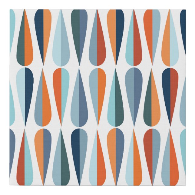 Retro mid-century, drop shapes pattern. faux canvas print (Front)