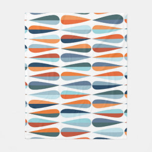 Retro mid-century, drop shapes pattern. fleece blanket