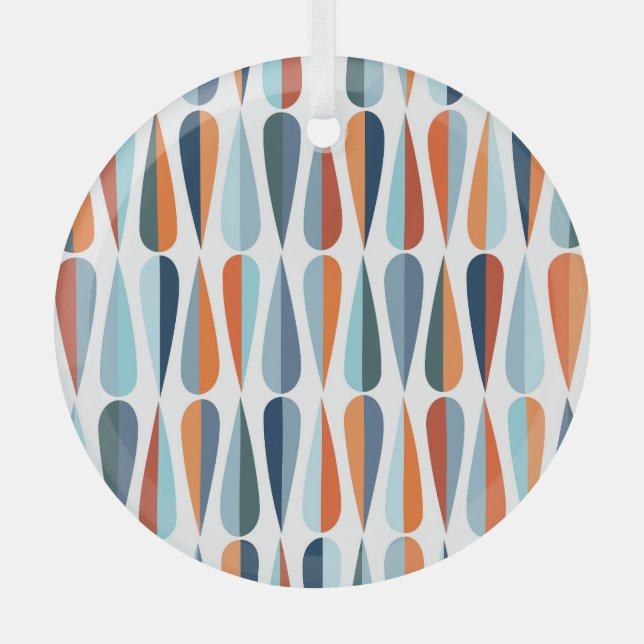 Retro mid-century, drop shapes pattern. glass ornament (Front)