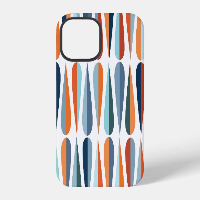 Retro mid-century, drop shapes pattern. iphone case (Back)