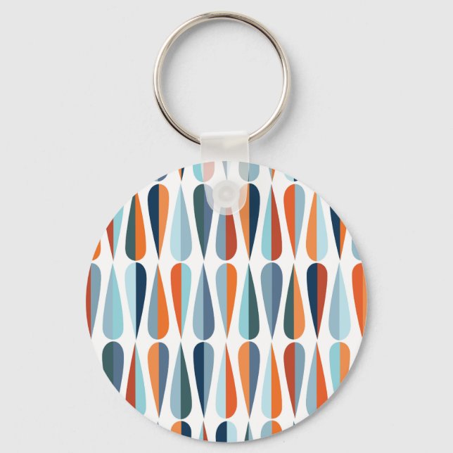 Retro mid-century, drop shapes pattern. keychain (Front)