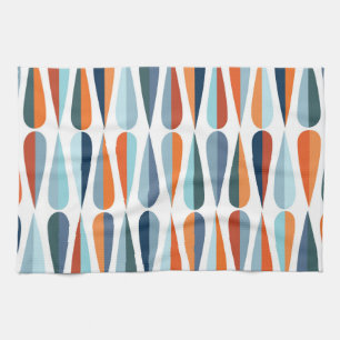 Retro mid-century, drop shapes pattern. kitchen towel
