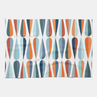 Retro mid-century, drop shapes pattern. kitchen towel