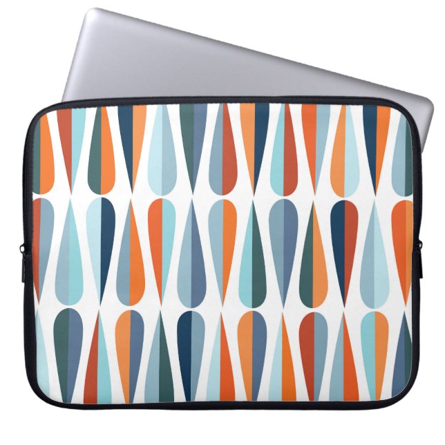 Retro mid-century, drop shapes pattern. laptop sleeve (Front)