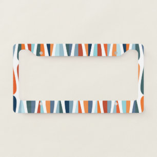 Retro mid-century, drop shapes pattern. license plate frame