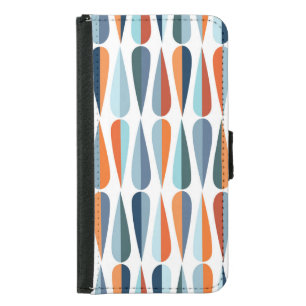 Retro mid-century, drop shapes pattern. samsung galaxy s5 wallet case