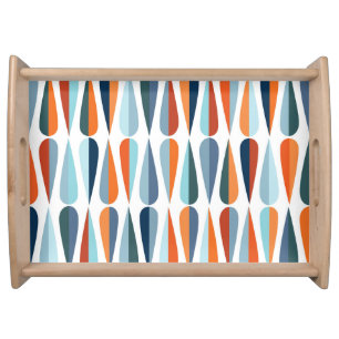 Retro mid-century, drop shapes pattern. serving tray