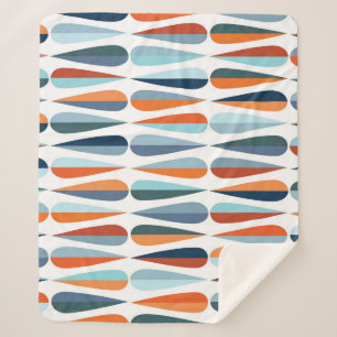 Retro mid-century, drop shapes pattern. sherpa blanket