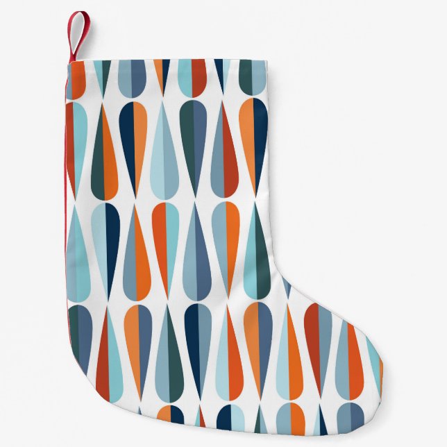 Retro mid-century, drop shapes pattern. small christmas stocking (Front)