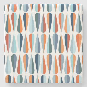 Retro mid-century, drop shapes pattern. stone coaster