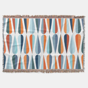 Retro mid-century, drop shapes pattern. throw blanket