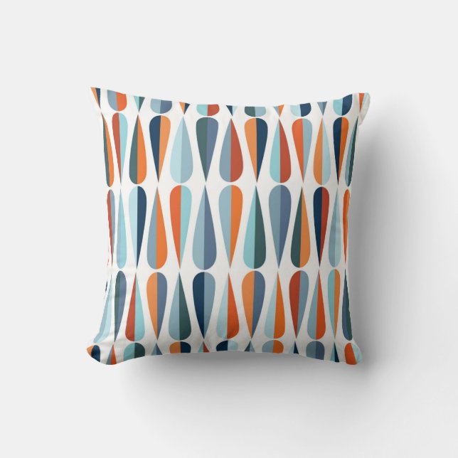 Retro mid-century, drop shapes pattern. throw pillow (Front)