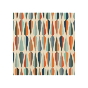 Retro mid-century, drop shapes pattern. wood wall art