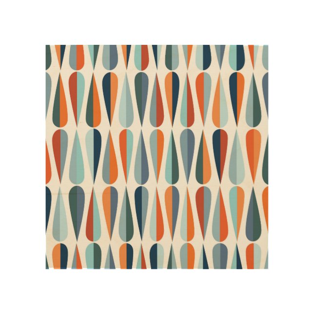 Retro mid-century, drop shapes pattern. wood wall art (Front)