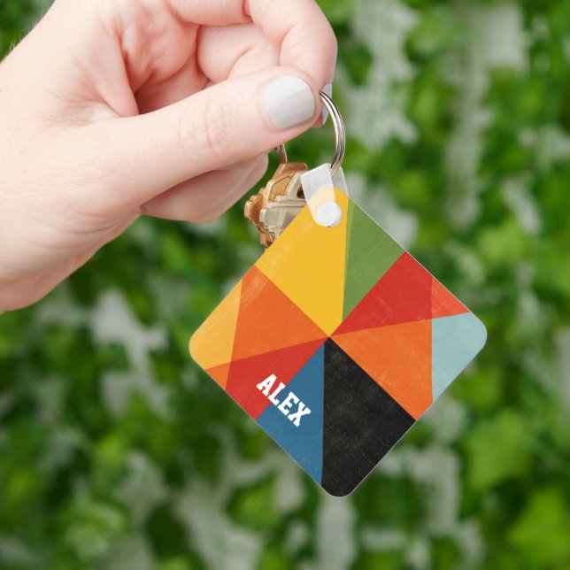 Retro Mid-Century Geometric Custom Key Chain (Hand)