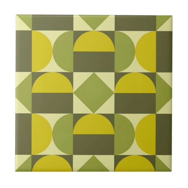 Retro Mid Century Geometric Design Ceramic Tile (Front)