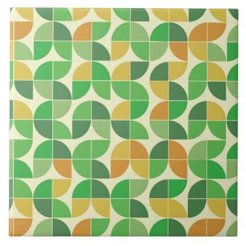   Retro Mid century  Geometric floral  green    Ceramic Tile