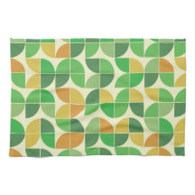 Retro Mid century Geometric floral green