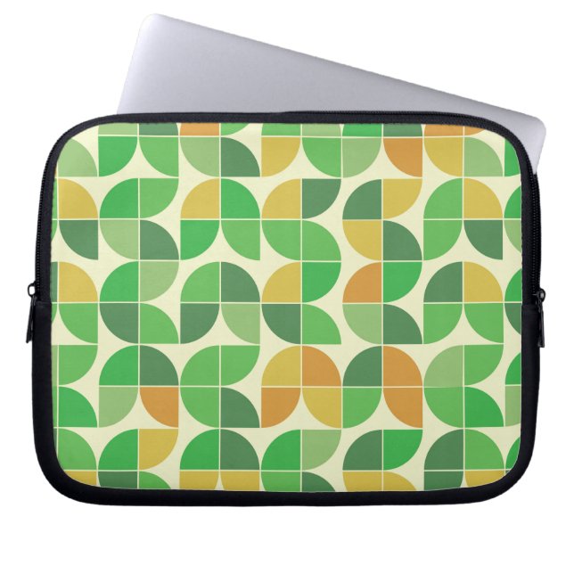   Retro Mid century  Geometric floral  green    Laptop Sleeve (Front)