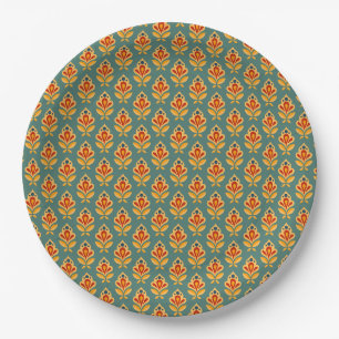 Retro Mid- Century Geometric Print Patterned Paper Plates
