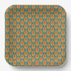 Retro Mid- Century Geometric Print Patterned Paper Plates