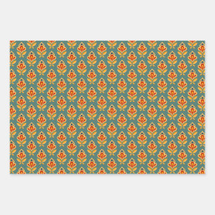 Retro Mid- Century Geometric Print Patterned Wrapp Wrapping Paper Sheets