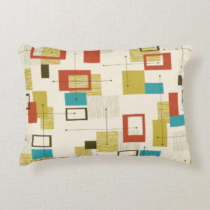 Retro Mid-Century Geometric Shapes Pattern Accent Pillow