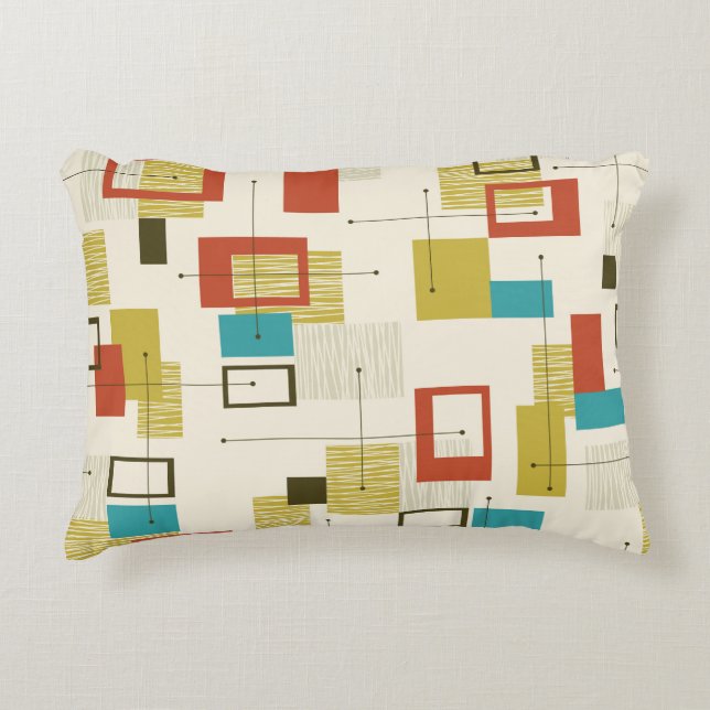 Retro Mid-Century Geometric Shapes Pattern Accent Pillow (Front)