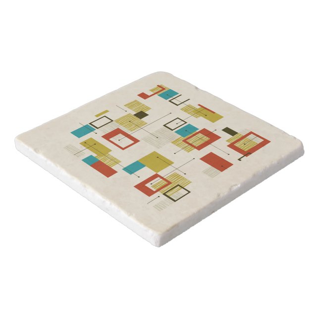 Retro Mid-Century Geometric Shapes Pattern Trivet (Corner)