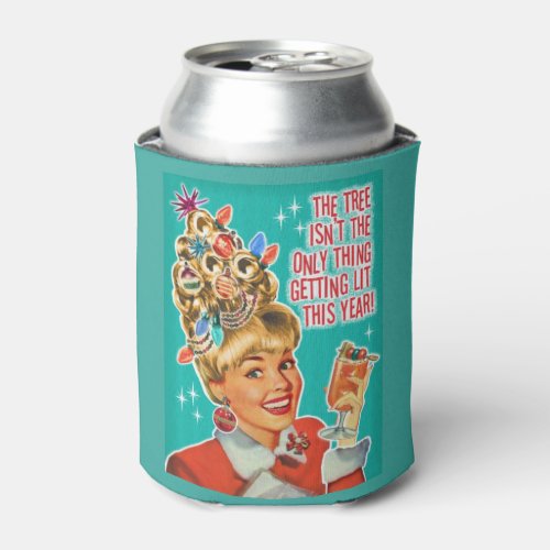 Retro Mid Century Getting Lit Christmas Party Can Cooler