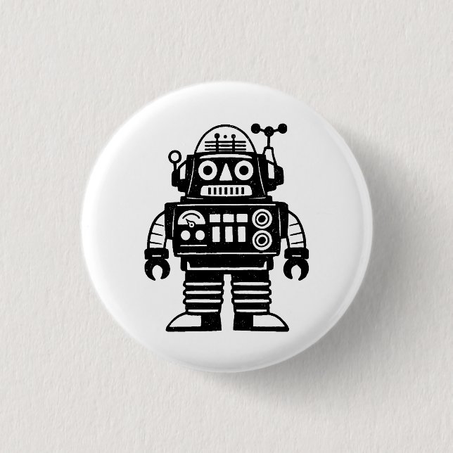 Retro Mid Century Inspired Robot Button (Front)