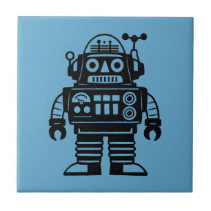 Retro Mid Century Inspired Robot Ceramic Tile