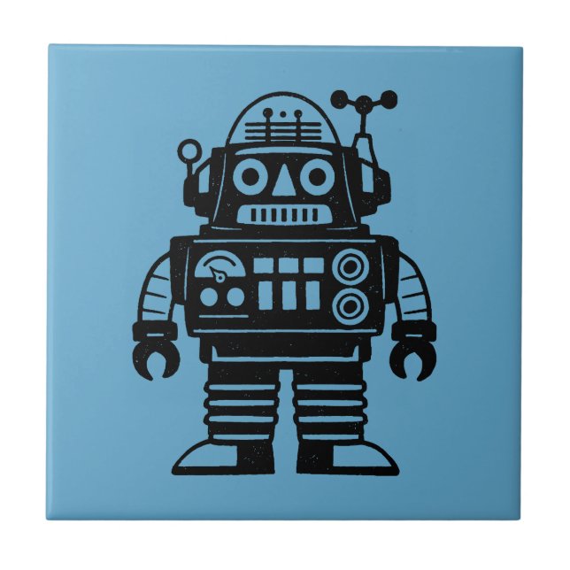 Retro Mid Century Inspired Robot Ceramic Tile (Front)