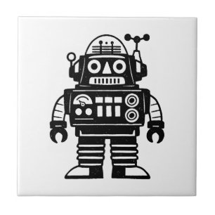 Retro Mid Century Inspired Robot Ceramic Tile