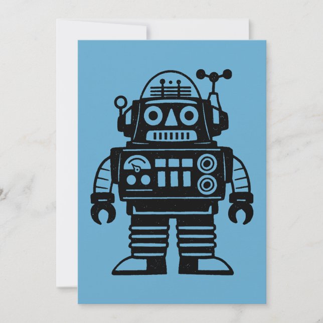 Retro Mid Century Inspired Robot Invitation (Front)