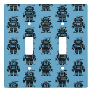 Retro Mid Century Inspired Robot Pattern Light Switch Cover