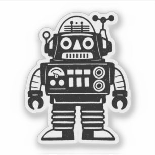 Retro Mid Century Inspired Robot Sticker