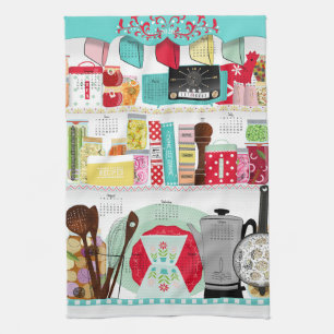 Retro Mid Century Kitchen 2026 Calendar  Towel