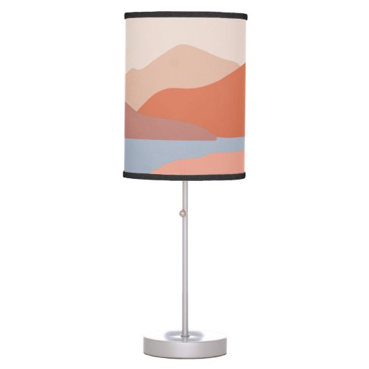 Retro Mid Century Landscape art Table Lamp (Front)