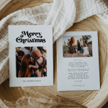 Retro Mid Century Merry Christmas 2 Photo Holiday Card<br><div class="desc">Merry Christmas card: a retro black and white design,  with a mid century modern typography and 2 family pictures to add</div>
