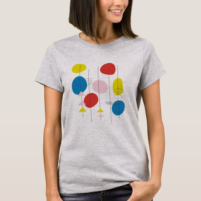 Retro Mid Century Mod Atomic Art | Yellow and Blue T-Shirt (Front)