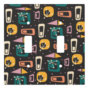 Retro Mid Century Mod Atomic Space Age Black Light Switch Cover