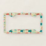 Retro Mid Century Mod Atomic Space Age Teal Red License Plate Frame<br><div class="desc">Retro Mid Century Mod Atomic Space Age Teal Red License Plate Frame</div>