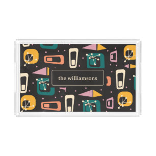 Retro Mid Century Mod Atomic Space Age with Name Acrylic Tray