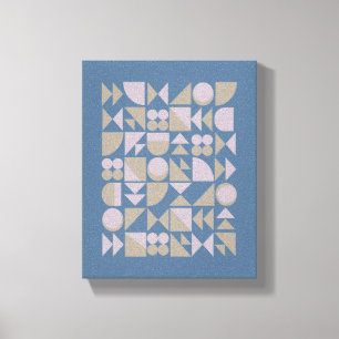 Retro Mid Century Mod Geometric Shapes Blue Canvas Print
