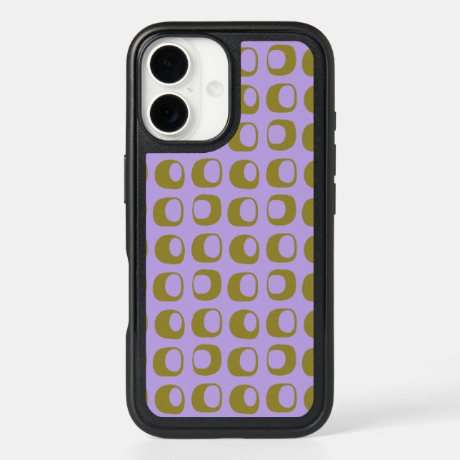 Retro Mid Century Mod Pattern Olive and Lavender  Otterbox iPhone Case (Back)